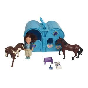 Barbie Kelly Club Pony Twin Barn Horses & Doll Playset With Accessories Vtg 1994